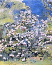 "Magnolien" (1945, oil on canvas) by Cuno Amiet