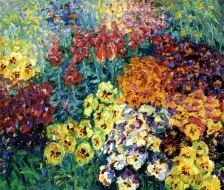 "Flower Garden, Pansies" (1908, oil on canvas) by Emil Nolde