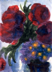 "Poppies and Violet Asters" (nd, watercolor) by Emil Nolde
