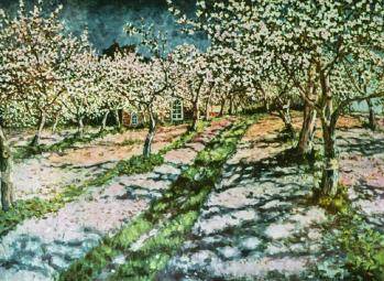 "Bloomy Apple Garden" (1936) by Nikolay Bogdanov-Belsky