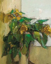 "Sunflowers" (1958-59, oil on board) by Peter Coker