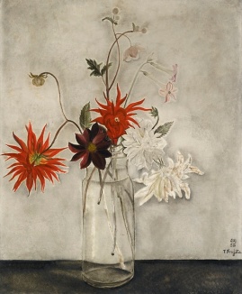 "Les Dahlias" (1921, oil on canvas) by Tsuguhara Foujita