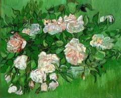 "Pink Roses" (1890, oil on canvas) by Vincent van Gogh