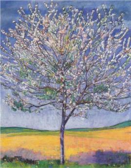 "Cherry Tree in Bloom" (1905, oil on canvas)by Ferdinand Hodler