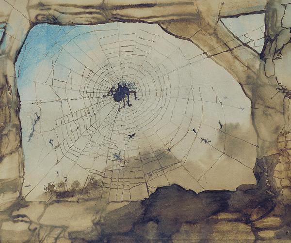 Victor Hugo Vianden Through a Spider's Web pencil, Indian ink, sepia on paper