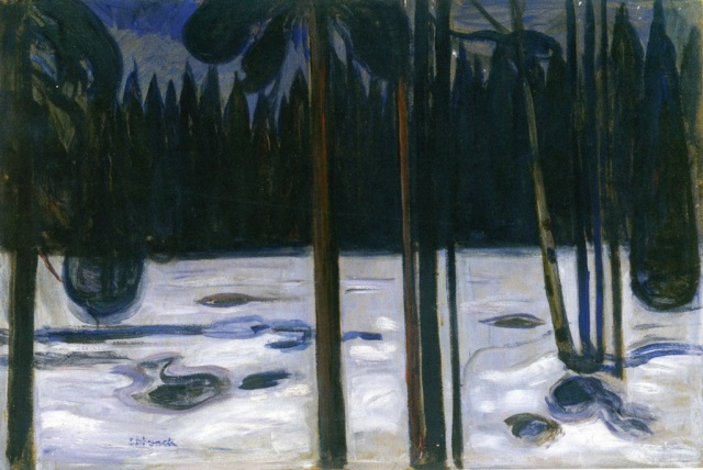 Edvard Munch Winter Forest 1900-01 oil on cardboard