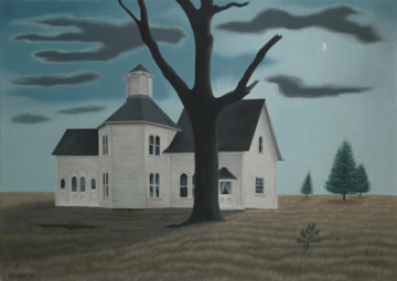 "Old House, New Moon" (1943, oil on canvas)by George Ault